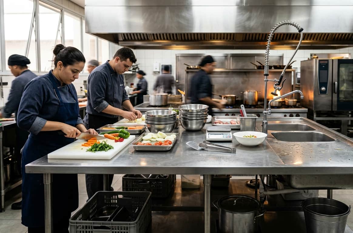 Bancada em inox para cozinha industrial: como escolher